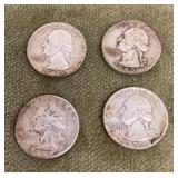 4 pre-1964 silver quarters