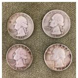 4 pre-1964 silver quarters