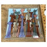 Peggy Karr glass cat plate
