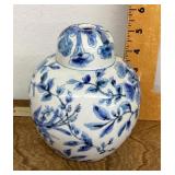 Blue and white ceramic ginger jar decor