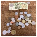 Collection of foreign coins and currency