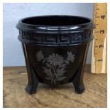 L.E. Smityh black glass Greek Key planter