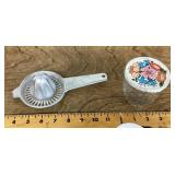 Vintage jam canning jar and aluminum reamer