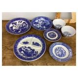Asian blue and white bowls and plates