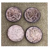 4 Mercury dimes