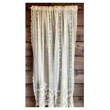 2 antique lace net curtain panels --35x68 each