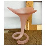 Frosted pink glass calla lily vase