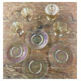Marigold and iridescent glass group