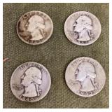 4 pre-1964 silver quarters