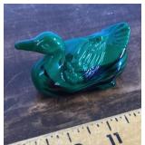 Green glass duck figure