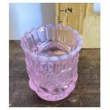 Mosser pink glass "Eye Winker" toothpick holder