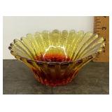 Amberina Blenko glass sunflower bowl