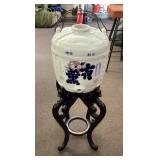 Japanese sake barrel with stand