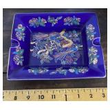 Decorative blue ceramic ashtray