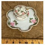 Hand painted Nippon sugar bowl, spoon, plate