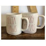 2  Rae Dunn ceramic Christmas mugs