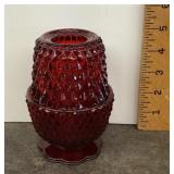 Ruby red Indiana glass diamond point fairy lamp