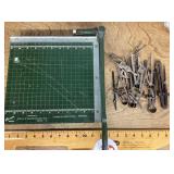 Guillotine paper cutter and compasses