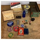 Clean up lot with patches, insignia, doorknob, etc