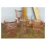 Pink Depression glass dishes