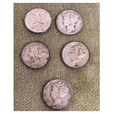 5 Mercury dimes