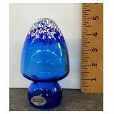 Blue Blenko glass mushroom