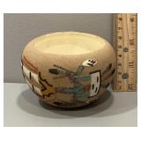 Signed Southwest sand art pottery bowl