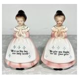 Vintage ceramic Prayer Lady salt & pepper