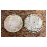 Two 1964 Kennedy half dollars