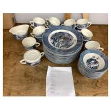 Currier and Ives transferware dishes set