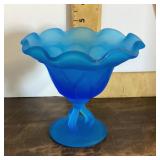 Westmoreland frosted blue glass compote
