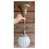 Antique hanging fixture with 6" milk glass shade