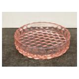 Pink Depression glass Cubist round dish