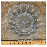 Blue glass egg plate