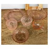 Pink Depression glass dishes