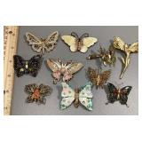 10 butterfly brooches