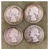 4 pre-1964 silver quarters