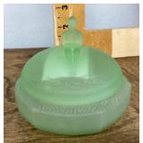 Frosted green uranium glass dish