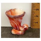 Slag glass cornucopia toothpick holder