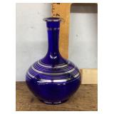 Cobalt blue glass vase with silver decoration