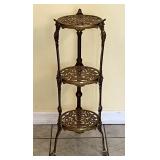 Solid brass 3-tier plant stand --9" x 28" tall