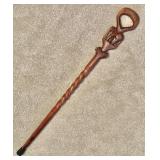 African hand carved walking stick 36"