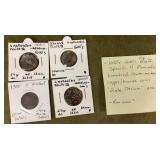 Three 1650s-1660s Spanish maravedis & "V" nickel