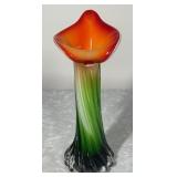 8" art glass jack-in-the-pulpit vase