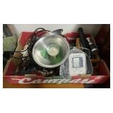 Flat with clip-on work lights, flashlights,