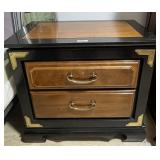 Black lacquer 2-drawer nightstand 26x16x25
