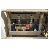 Wall mount wood shelf with contents