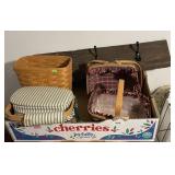 Flat of Longaberger baskets and coat hooks
