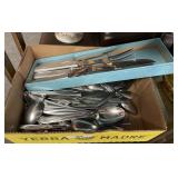 Misc. stainless flatware & boxed carving set
