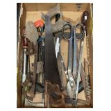 Large flat with hand saws and metal snips